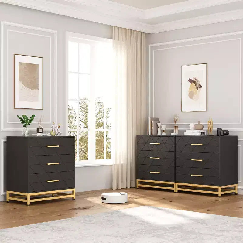 Chest of Drawers with 3 Drawer, Wooden Dresser for Bedroom, Nightstand for Storage and Organization