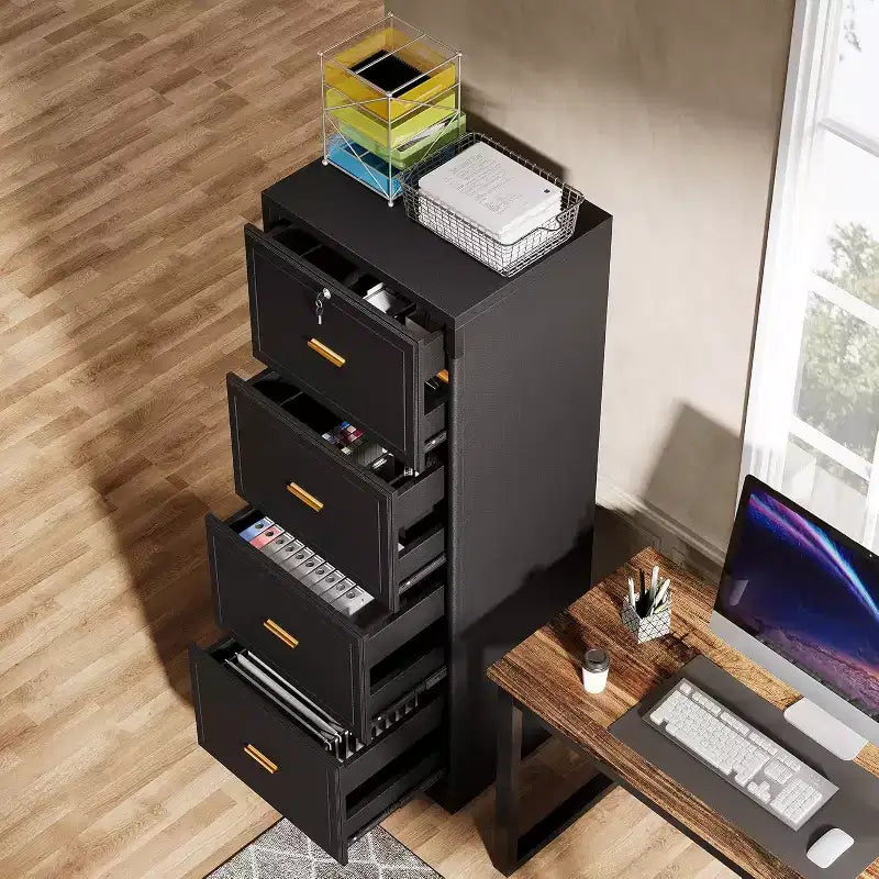 Tribesigns 4-Drawer File Cabinet with Lock, Vertical Filing Cabinet with Key for Home Office