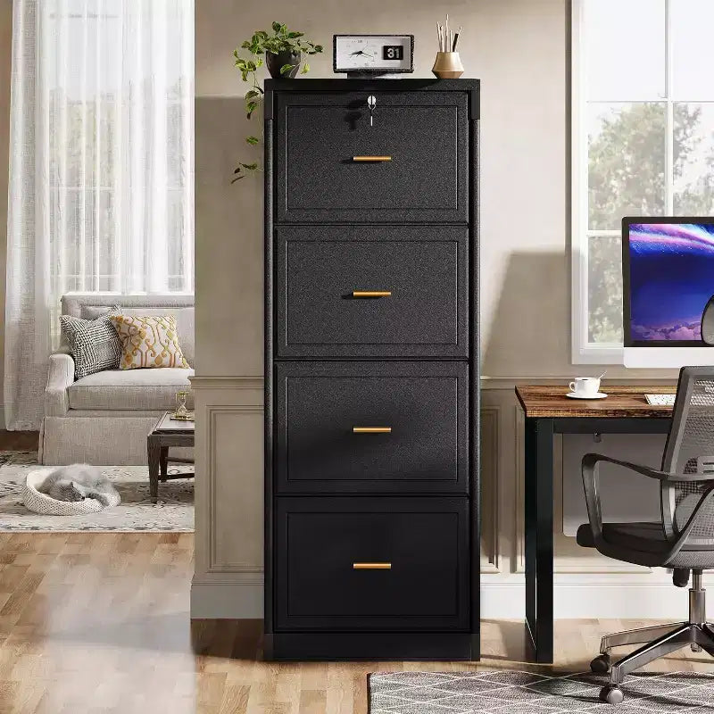 Tribesigns 4-Drawer File Cabinet with Lock, Vertical Filing Cabinet with Key for Home Office