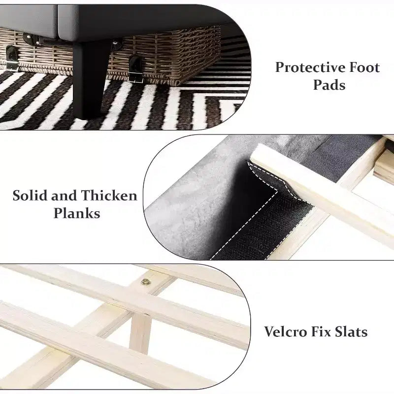 Upholstered Platform Bed Frame with Wingback Headboard, Soft Velvet and Button Tufted Design, Wood Slat Support, Easy Assembly