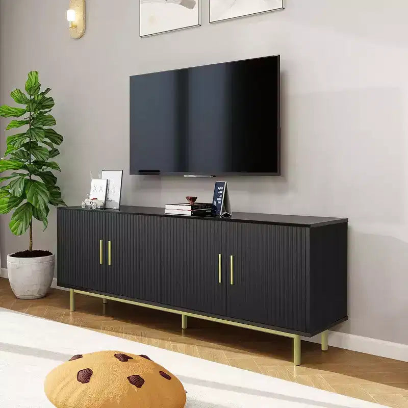 Dyonery 70 Fluted-Door TV Stand Entertainment Center with Storage