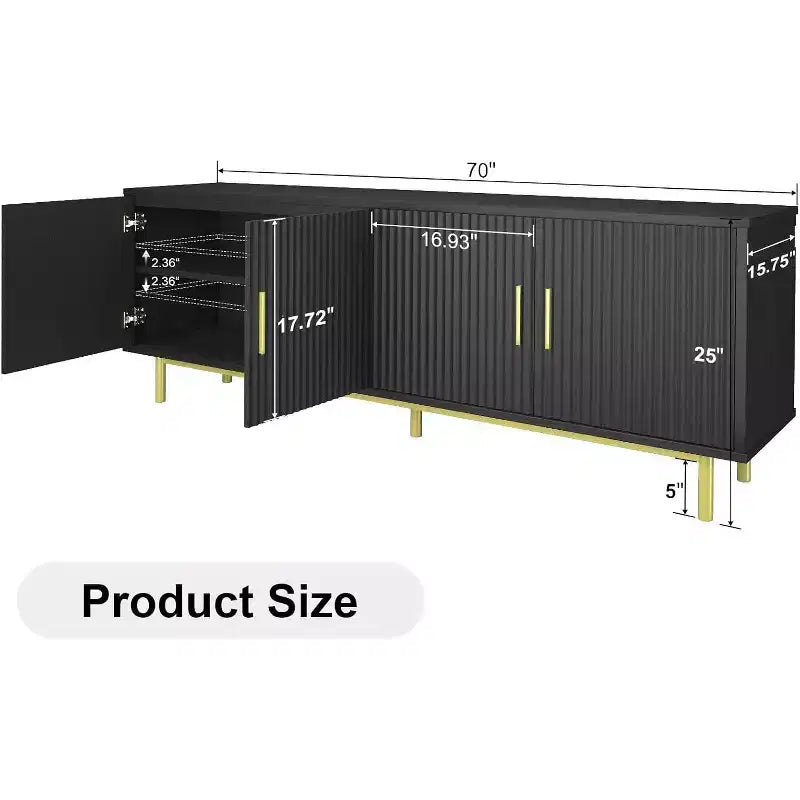 Dyonery 70 Fluted-Door TV Stand Entertainment Center with Storage