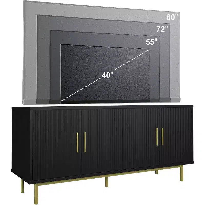 Dyonery 70 Fluted-Door TV Stand Entertainment Center with Storage