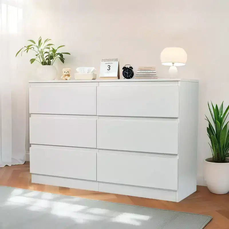 Okak 6 Deep Drawer Dresser for Bedroom,Modern Closet Dressers Wood Spacious Dresser Storage Cabinet Large Nightstand for Living Room Entryway
