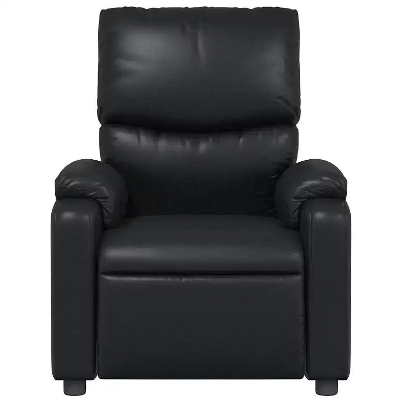 vidaXL Leather Massage Recliner Chair for Living Room, Home Theater, 6-Point Vibration Massage, Adjustable Back & Footrest, Side Pocket, Black