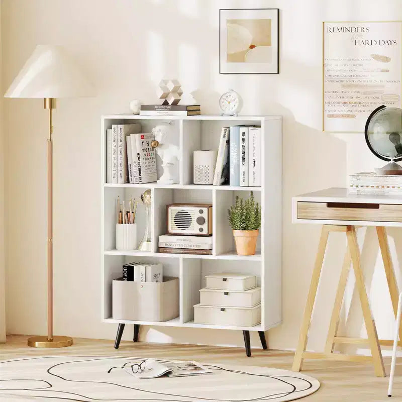 Costway 7/8/10/10 Cube 31.5/39.5/47/55 Bookcase with 4/5 Metal Legs 2 Anti-tip Devices Display Cabinet Rack