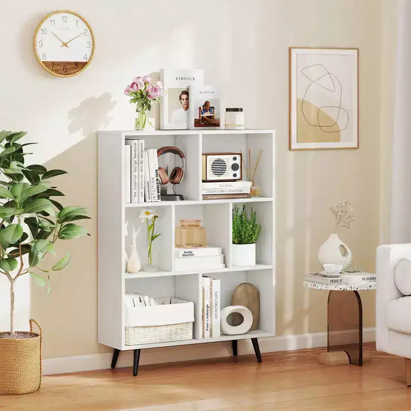 Costway 7/8/10/10 Cube 31.5/39.5/47/55 Bookcase with 4/5 Metal Legs 2 Anti-tip Devices Display Cabinet Rack