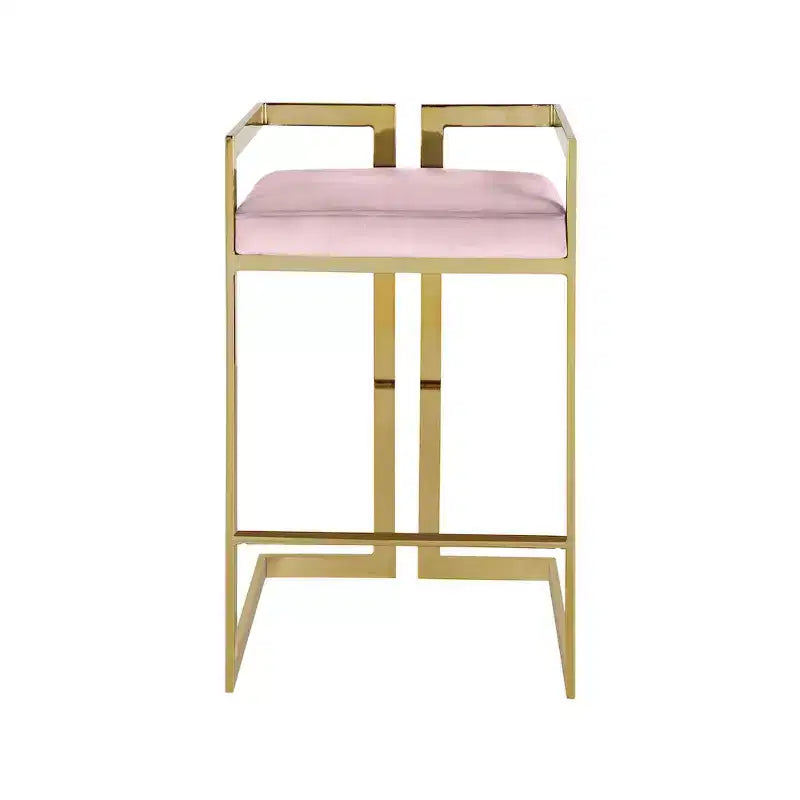 Meridian Furniture,Ezra Pink Velvet Stool, Set of 2