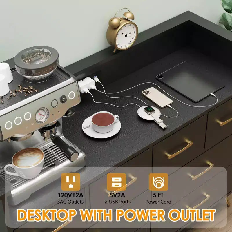 8-Drawer Dresser with Charging Station & RGB Lights | Wide Bedroom Dresser Chest with 3 Outlets + 2 USB Ports, App-Controlled LED Lighting for Gaming