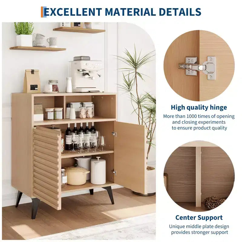 Fluted Storage Cabinet, Sideboard Buffet Cabinet with Storage,
