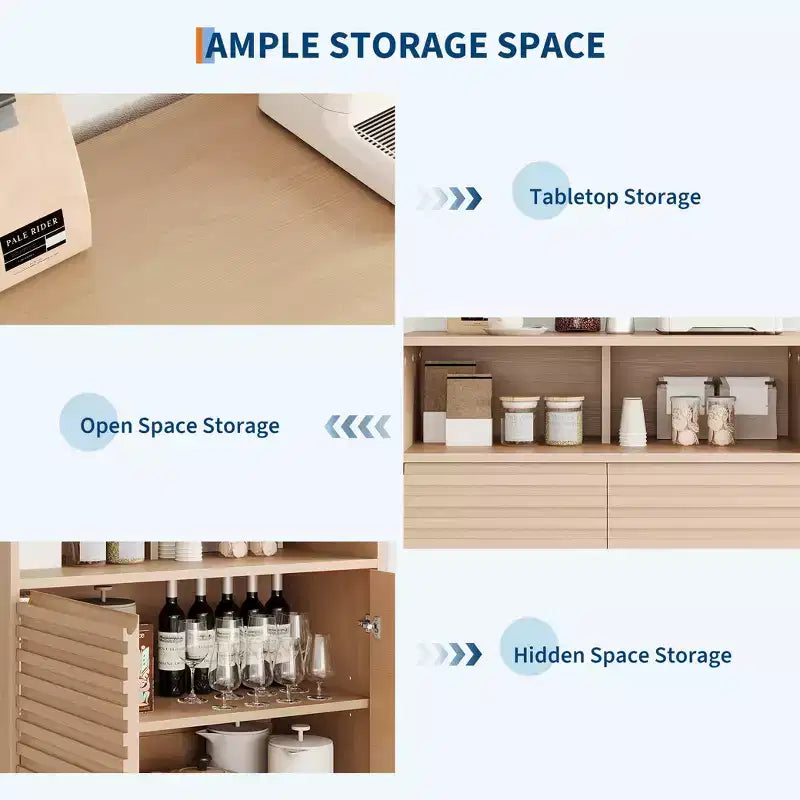 Fluted Storage Cabinet, Sideboard Buffet Cabinet with Storage,