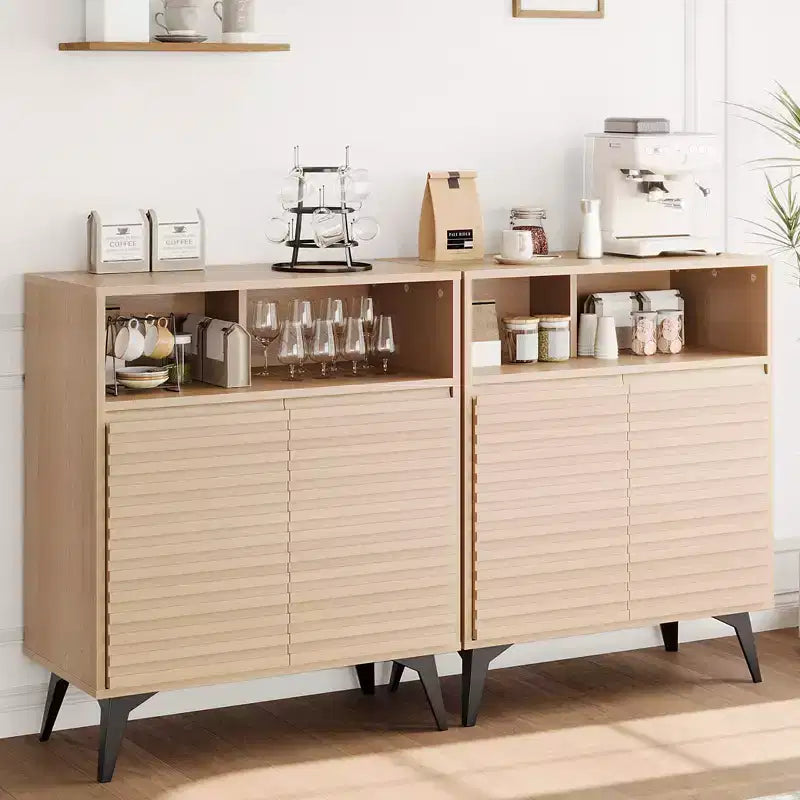 Fluted Storage Cabinet, Sideboard Buffet Cabinet with Storage,