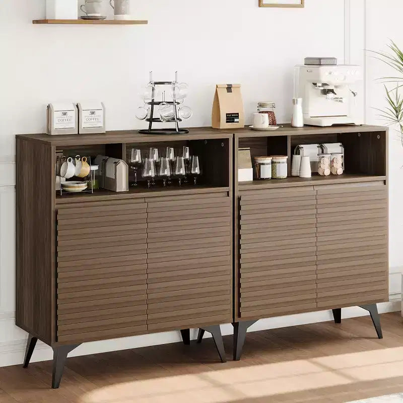 Fluted Storage Cabinet, Sideboard Buffet Cabinet with Storage,