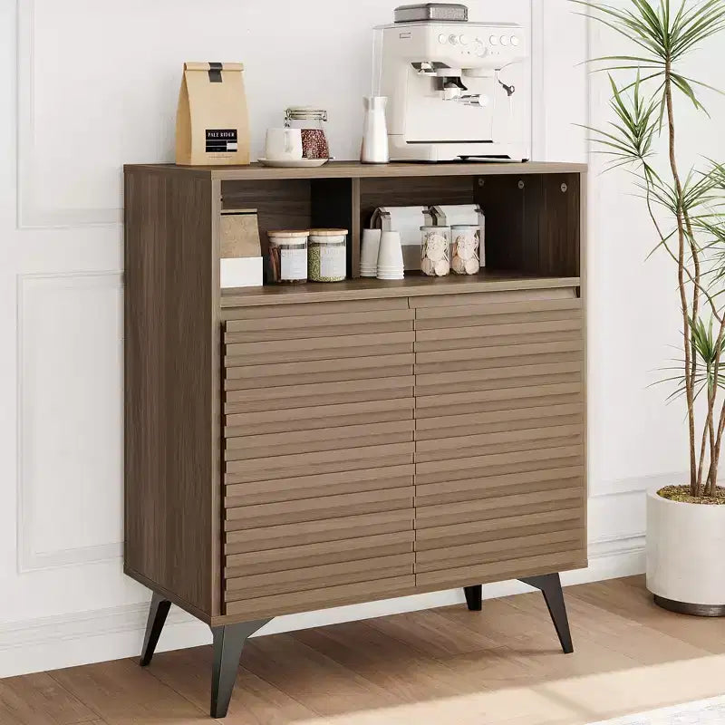 Fluted Storage Cabinet, Sideboard Buffet Cabinet with Storage,