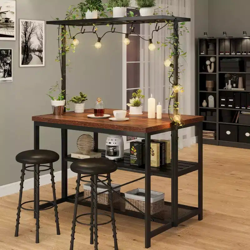 Kitchen Island, 3-Tier Kitchen Island Table, Farmhouse Microwave Stand with Storage, Metal Frame Bakers Rack for Dining Room