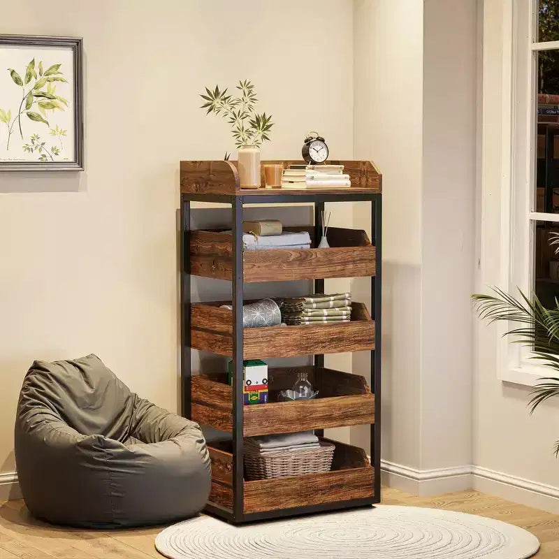 MAYEERTY 5-Drawer Pull-Out Vegetable Storage Rack, Large Capacity Kitchen Organizer for Fruits & Snacks