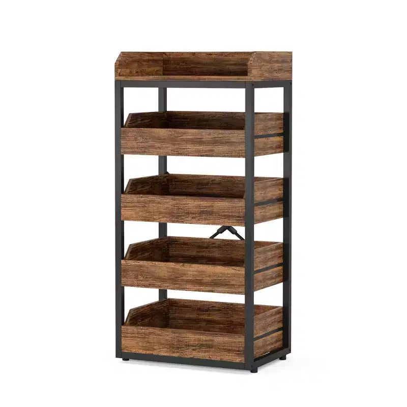 MAYEERTY 5-Drawer Pull-Out Vegetable Storage Rack, Large Capacity Kitchen Organizer for Fruits & Snacks