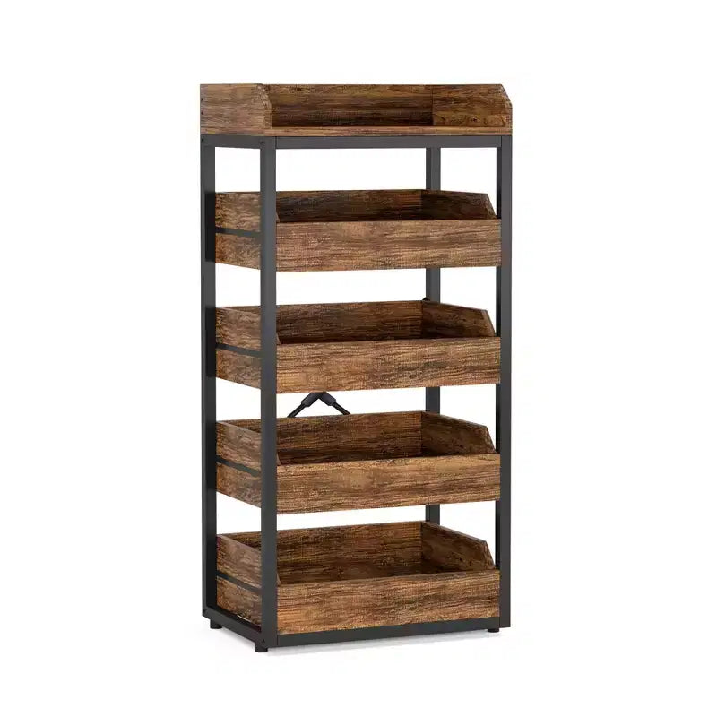 MAYEERTY 5-Drawer Pull-Out Vegetable Storage Rack, Large Capacity Kitchen Organizer for Fruits & Snacks