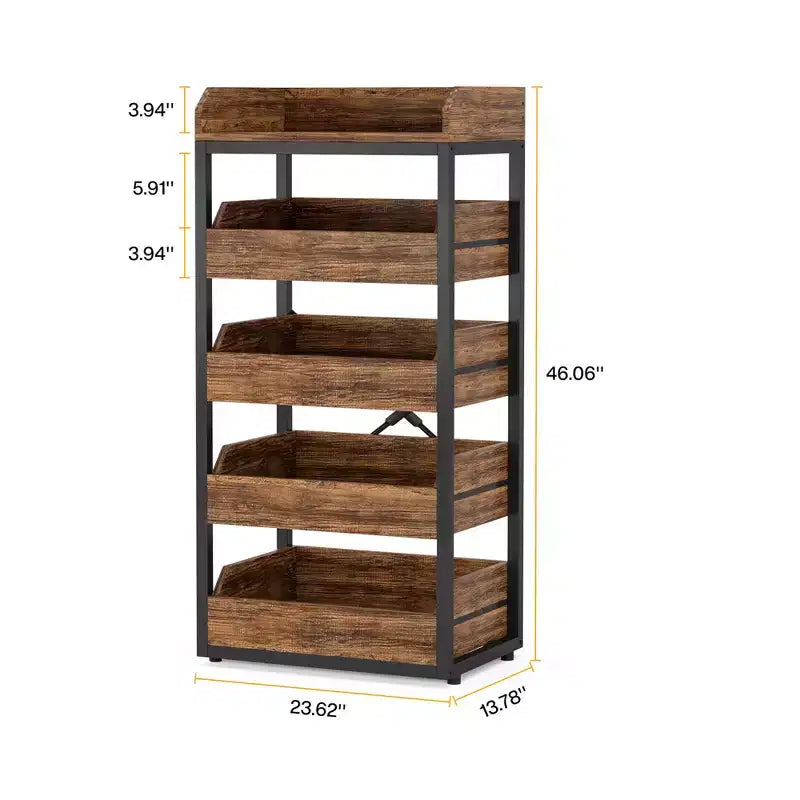 MAYEERTY 5-Drawer Pull-Out Vegetable Storage Rack, Large Capacity Kitchen Organizer for Fruits & Snacks