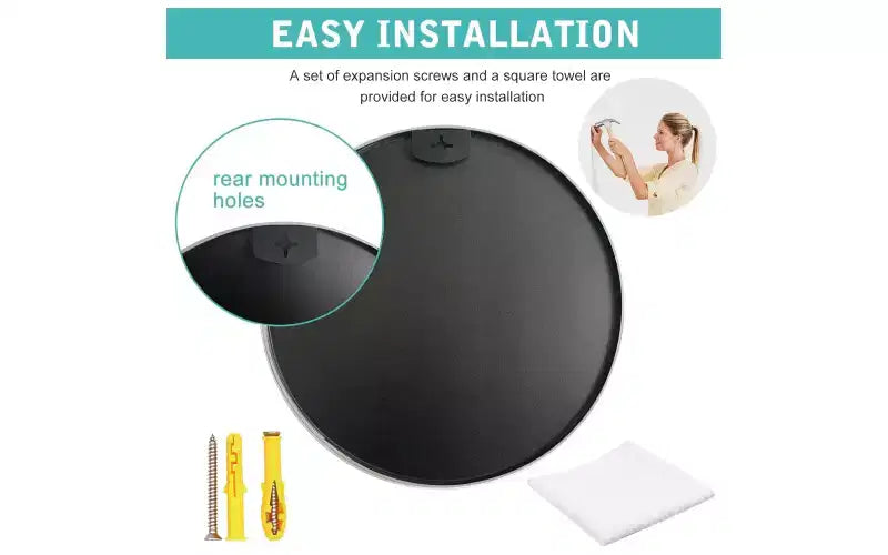 Modern Round Silver Metal Bathroom Vanity Mirror  Wall Mounted