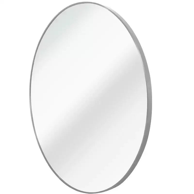 Modern Round Silver Metal Bathroom Vanity Mirror  Wall Mounted