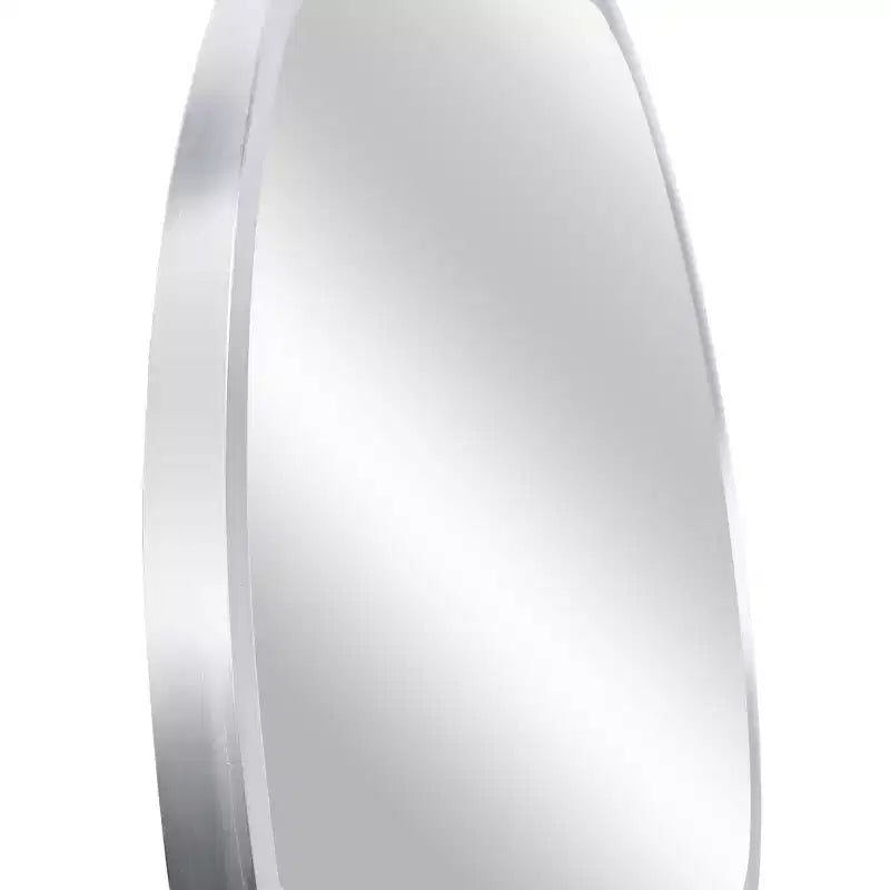 Modern Round Silver Metal Bathroom Vanity Mirror  Wall Mounted