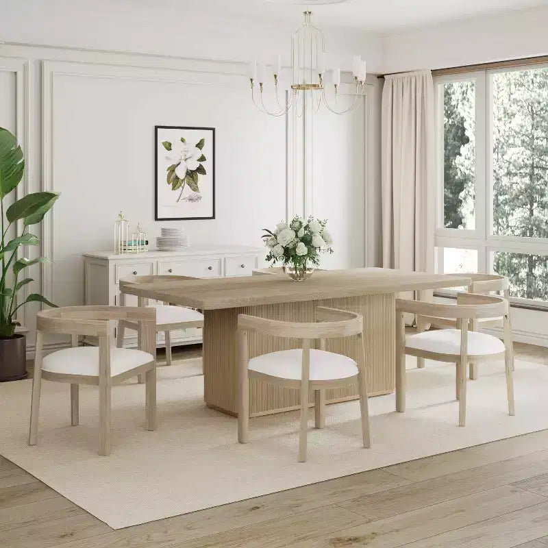 Christopher Knight Home Sticks Contemporary 7 Piece Dining Set with Rubberwood Upholstered Chairs