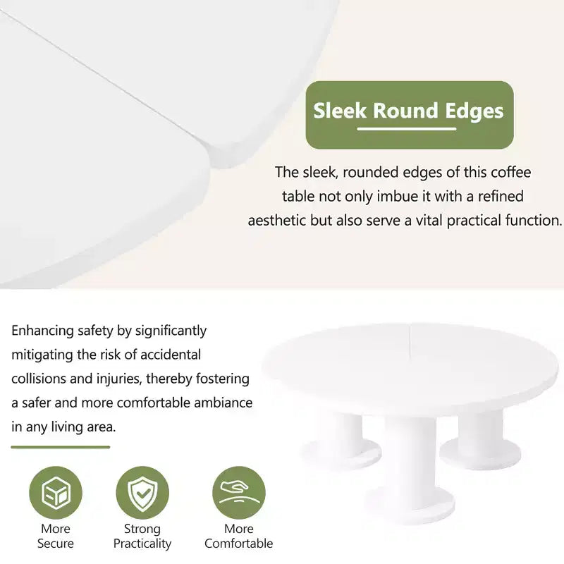 CLIHOME Round Petal-Shaped Coffee Table, Cream Style Center Table with 3 Thick Legs, Minimalist Irregular End Table with Sleek Round Edges