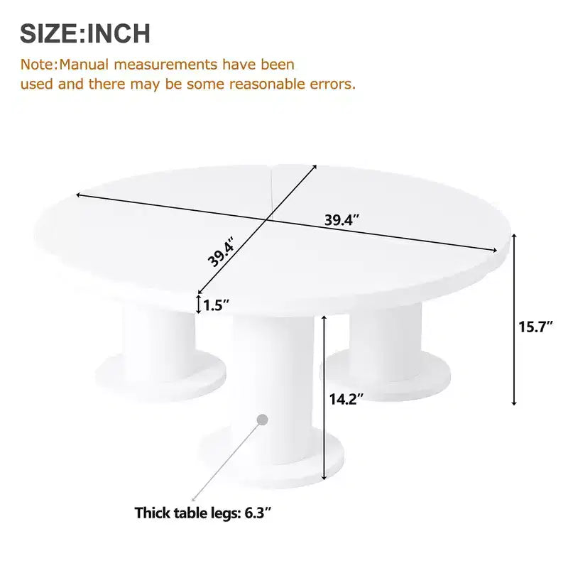CLIHOME Round Petal-Shaped Coffee Table, Cream Style Center Table with 3 Thick Legs, Minimalist Irregular End Table with Sleek Round Edges