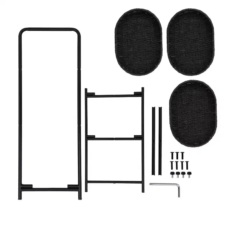 MAYEERTY 3 Tier Paper Rope Woven Tray Table Oval Storage Basket Shelves for Living Room Kitchen Black