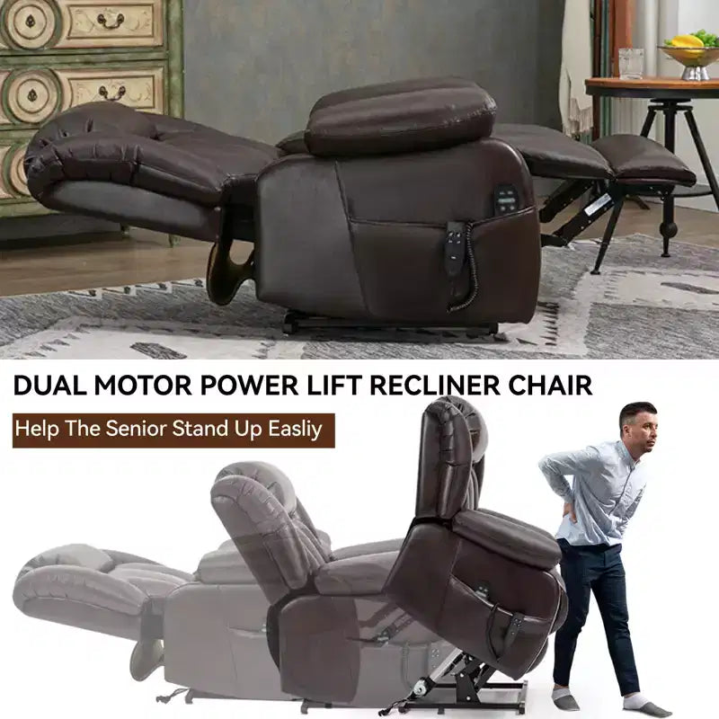 CLIHOME Dual Motor Infinite Position Electric Medium Size Power Lift Recliner Chair with 8-Point Vibration Massage and Lumbar Heating