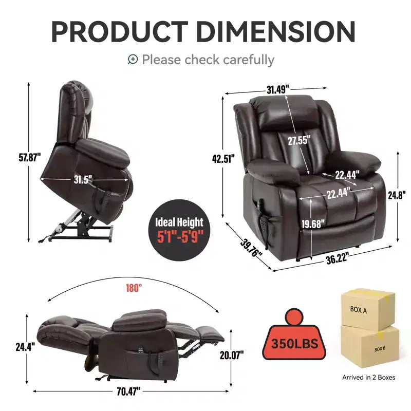CLIHOME Dual Motor Infinite Position Electric Medium Size Power Lift Recliner Chair with 8-Point Vibration Massage and Lumbar Heating