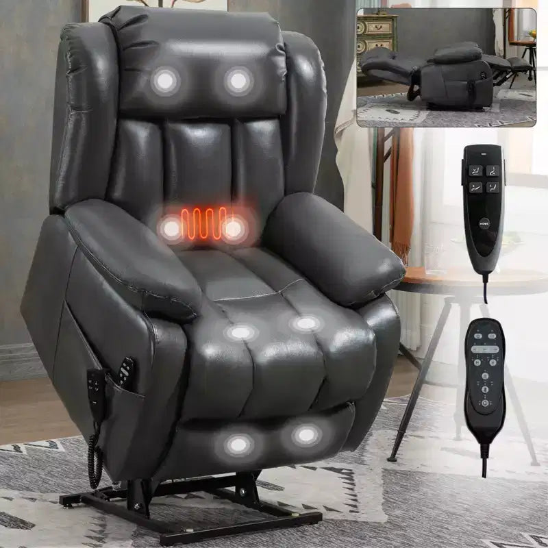 CLIHOME Dual Motor Infinite Position Electric Medium Size Power Lift Recliner Chair with 8-Point Vibration Massage and Lumbar Heating