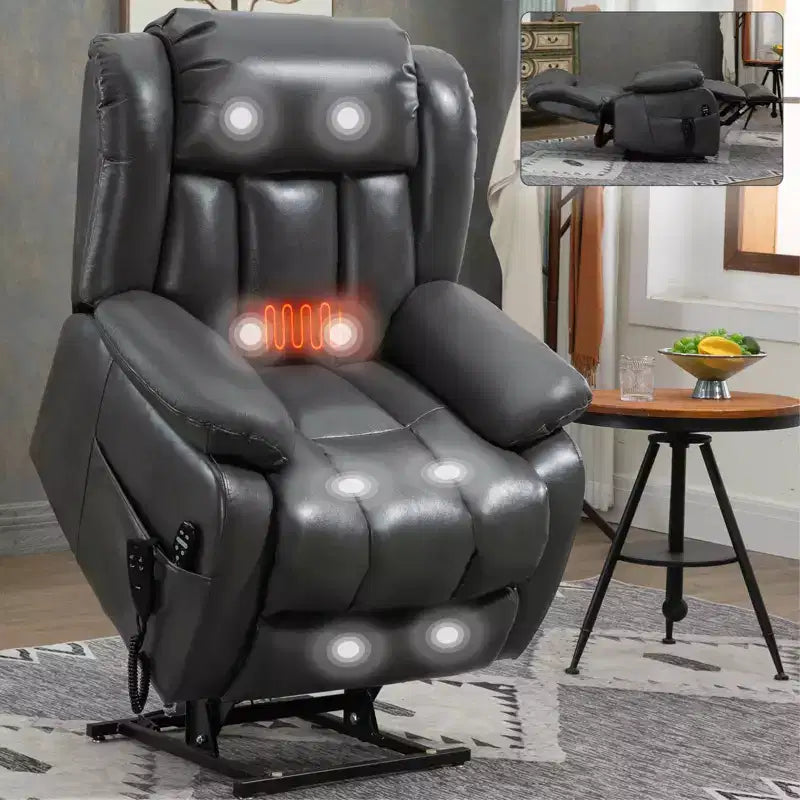 CLIHOME Dual Motor Infinite Position Electric Medium Size Power Lift Recliner Chair with 8-Point Vibration Massage and Lumbar Heating