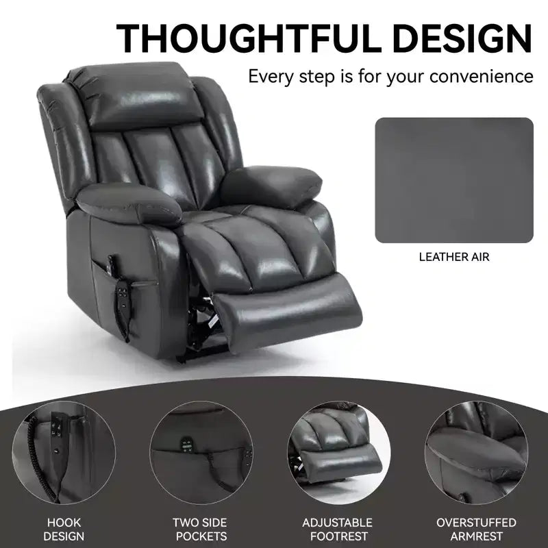 CLIHOME Dual Motor Infinite Position Electric Medium Size Power Lift Recliner Chair with 8-Point Vibration Massage and Lumbar Heating