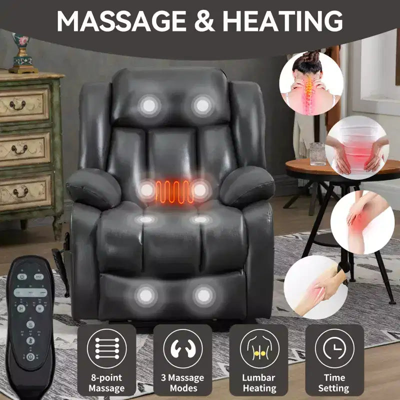CLIHOME Dual Motor Infinite Position Electric Medium Size Power Lift Recliner Chair with 8-Point Vibration Massage and Lumbar Heating