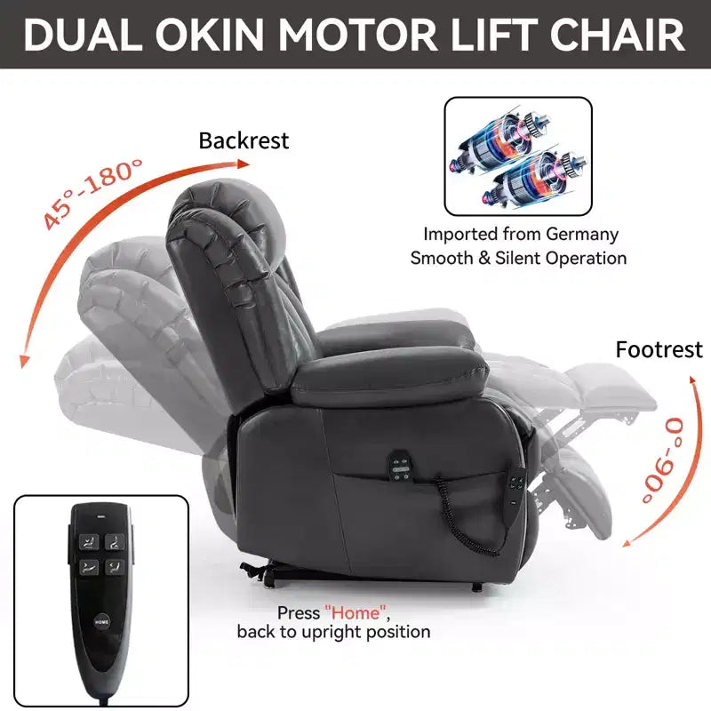 CLIHOME Dual Motor Infinite Position Electric Medium Size Power Lift Recliner Chair with 8-Point Vibration Massage and Lumbar Heating