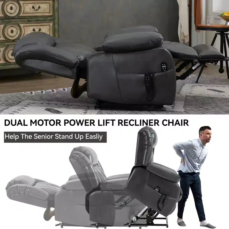 CLIHOME Dual Motor Infinite Position Electric Medium Size Power Lift Recliner Chair with 8-Point Vibration Massage and Lumbar Heating
