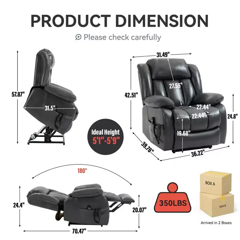 CLIHOME Dual Motor Infinite Position Electric Medium Size Power Lift Recliner Chair with 8-Point Vibration Massage and Lumbar Heating