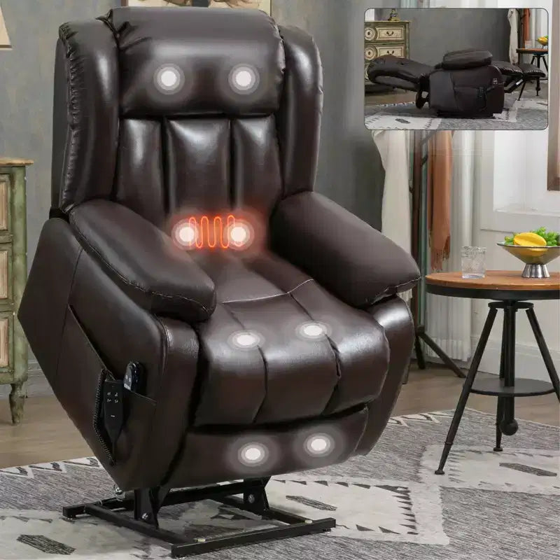 CLIHOME Dual Motor Infinite Position Electric Medium Size Power Lift Recliner Chair with 8-Point Vibration Massage and Lumbar Heating