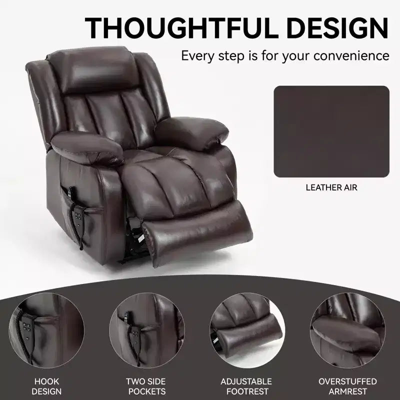 CLIHOME Dual Motor Infinite Position Electric Medium Size Power Lift Recliner Chair with 8-Point Vibration Massage and Lumbar Heating