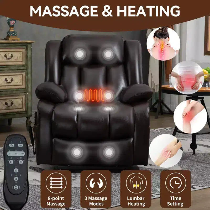 CLIHOME Dual Motor Infinite Position Electric Medium Size Power Lift Recliner Chair with 8-Point Vibration Massage and Lumbar Heating