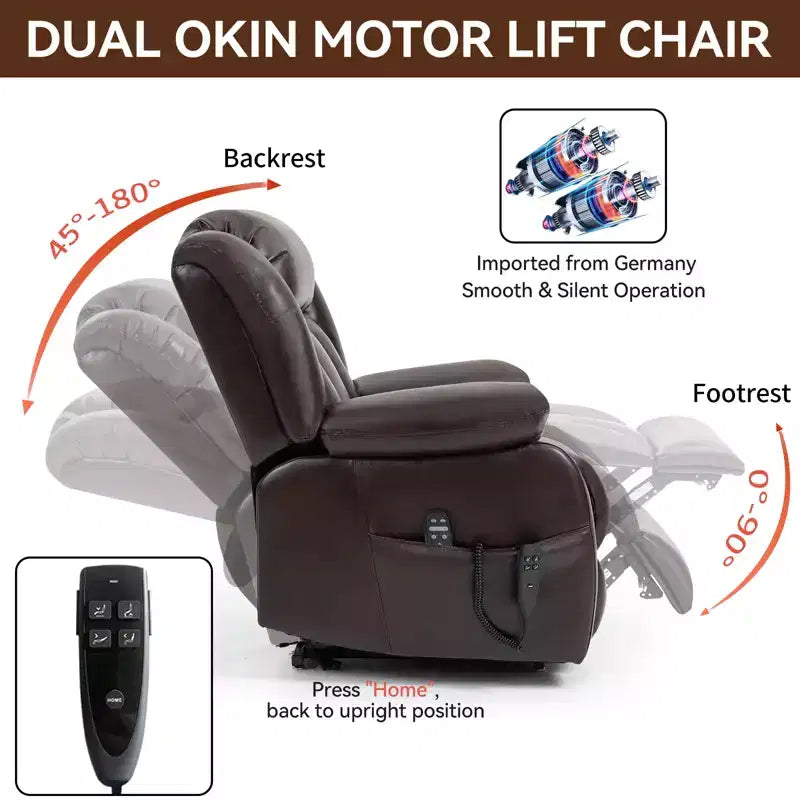 CLIHOME Dual Motor Infinite Position Electric Medium Size Power Lift Recliner Chair with 8-Point Vibration Massage and Lumbar Heating