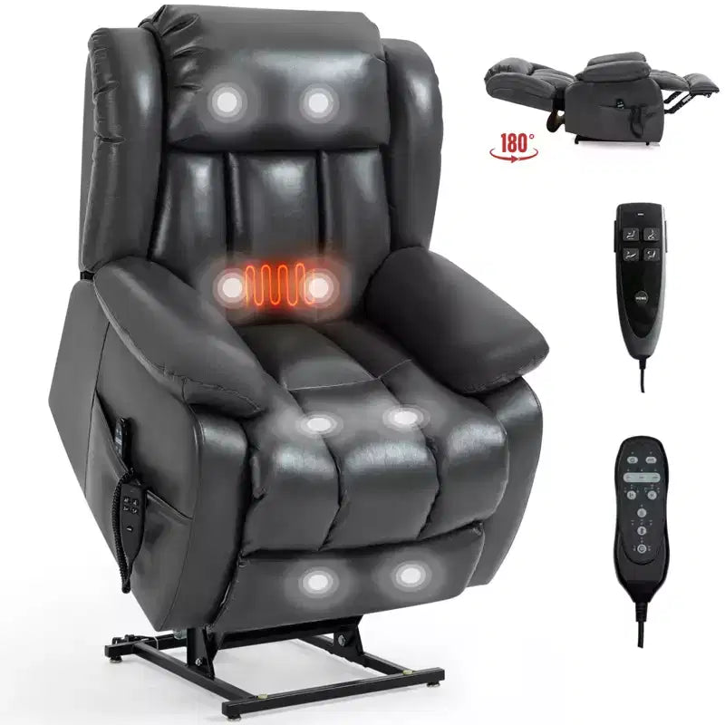 CLIHOME Dual Motor Infinite Position Electric Medium Size Power Lift Recliner Chair with 8-Point Vibration Massage and Lumbar Heating