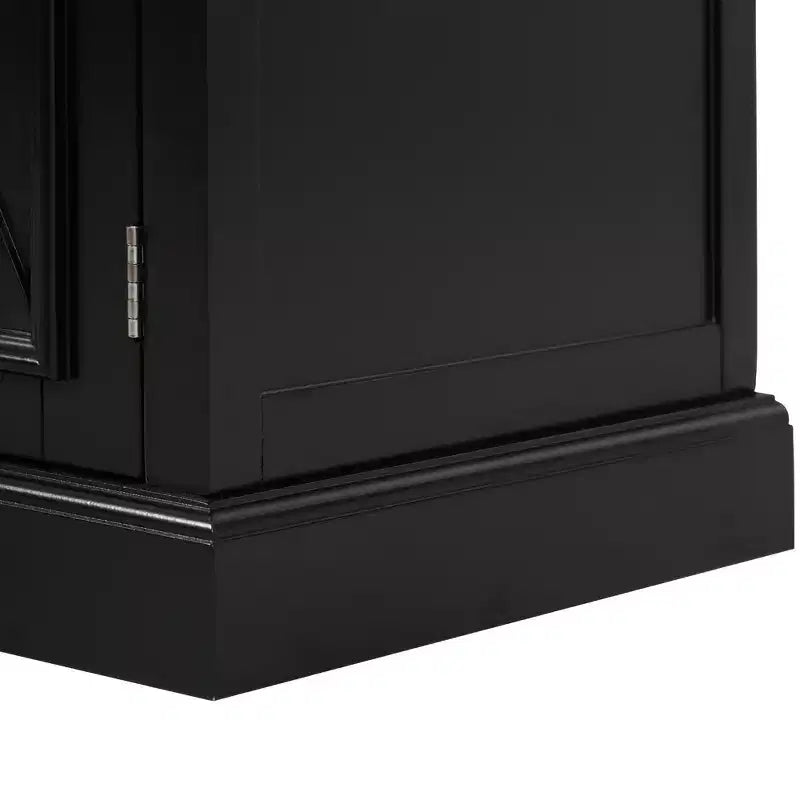 Whisen 54.9 Kitchen Island, Drop Leaf, Power Outlet, Cross Barn Doors & 4 Wheels