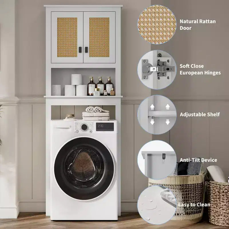 Over The Toilet Storage Cabinet, Over Toilet Bathroom Organizer with Adjustable Shelves, Freestanding Space Saving Toilet Rack For Bathroom