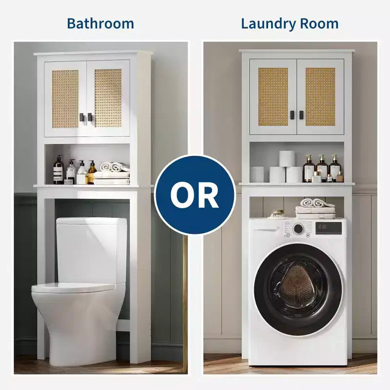Over The Toilet Storage Cabinet, Over Toilet Bathroom Organizer with Adjustable Shelves, Freestanding Space Saving Toilet Rack For Bathroom
