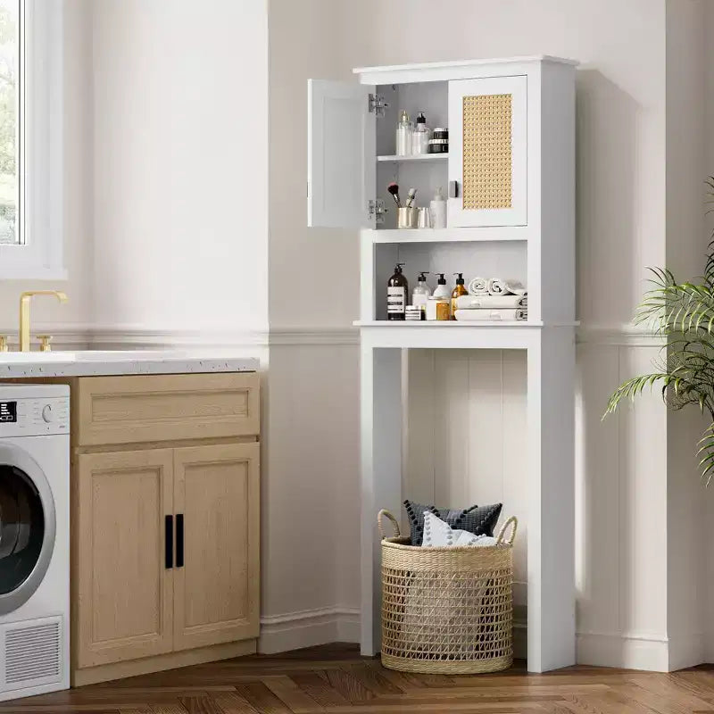Over The Toilet Storage Cabinet, Over Toilet Bathroom Organizer with Adjustable Shelves, Freestanding Space Saving Toilet Rack For Bathroom