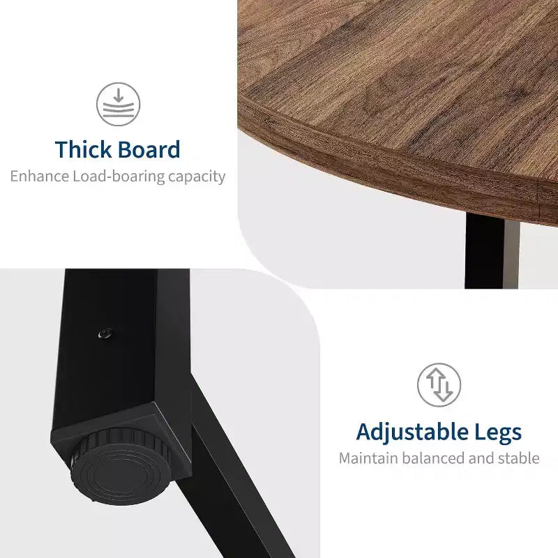 CuisinSmart 47.2 Round Dining Table, Industrial Dinner Table for 4 to 6, Wooden Kitchen Table with Sturdy Metal Frame & Rustic Finish
