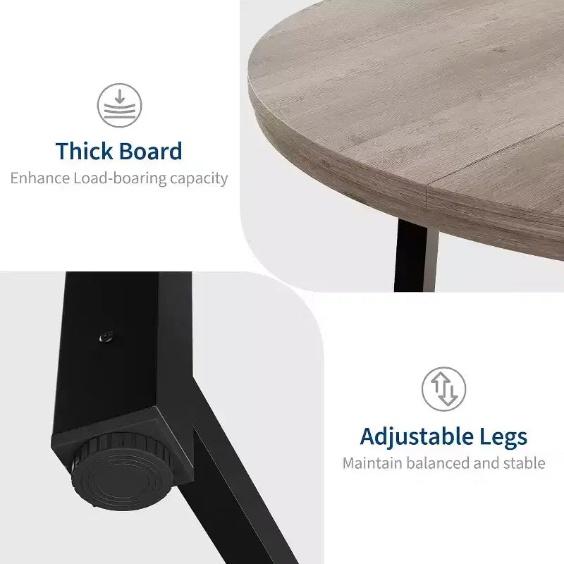 CuisinSmart 47.2 Round Dining Table, Industrial Dinner Table for 4 to 6, Wooden Kitchen Table with Sturdy Metal Frame & Rustic Finish